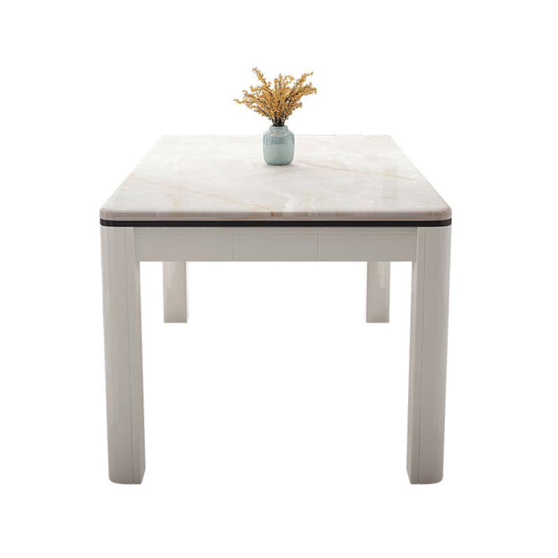 Mid-Century Home Marble Dining Table Rectangle Shape Table with 4 Legs Base