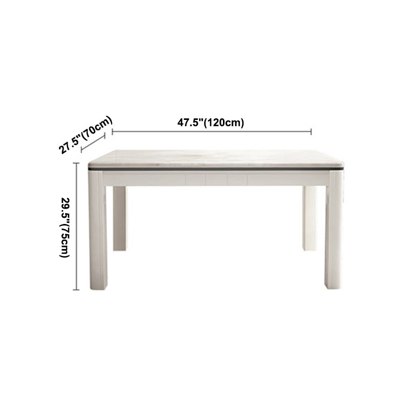 Mid-Century Home Marble Dining Table Rectangle Shape Table with 4 Legs Base