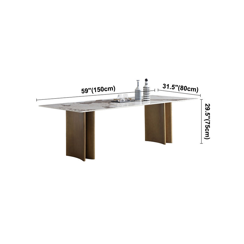 Table à manger en pierre frittée, Table de luxe à Double piédestal pour la maison