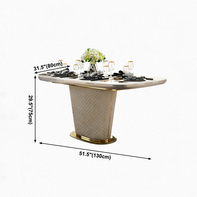Glam Marble Rectangle Shape Dining Table Standard Kitchen Dining Table with Pedestal Base