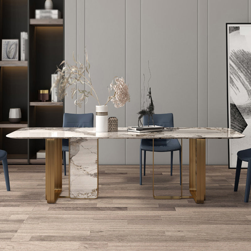 Glam Gesinterde Steengrijze Eettafel Standaard Rechthoekige Eettafel voor Keuken