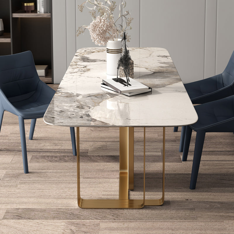 Glam Gesinterde Steengrijze Eettafel Standaard Rechthoekige Eettafel voor Keuken