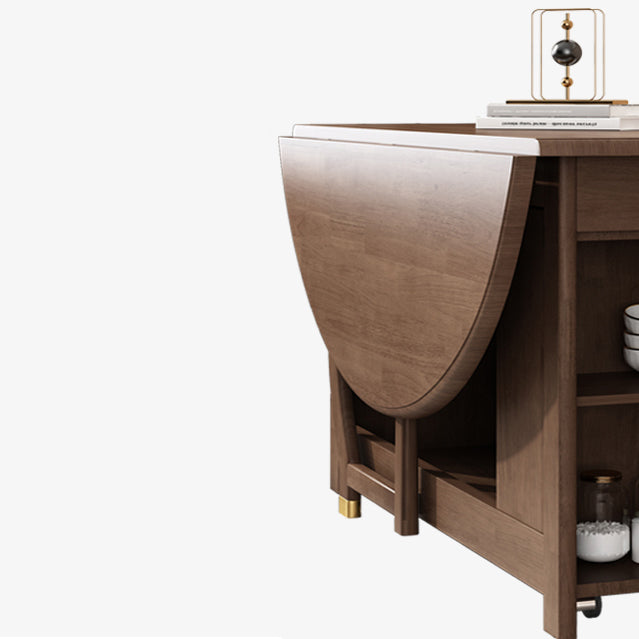 Modern Modern Eetting Table Round Solid Wood Brown Eetting Tafel uit het midden van de eeuw voor thuisgebruik