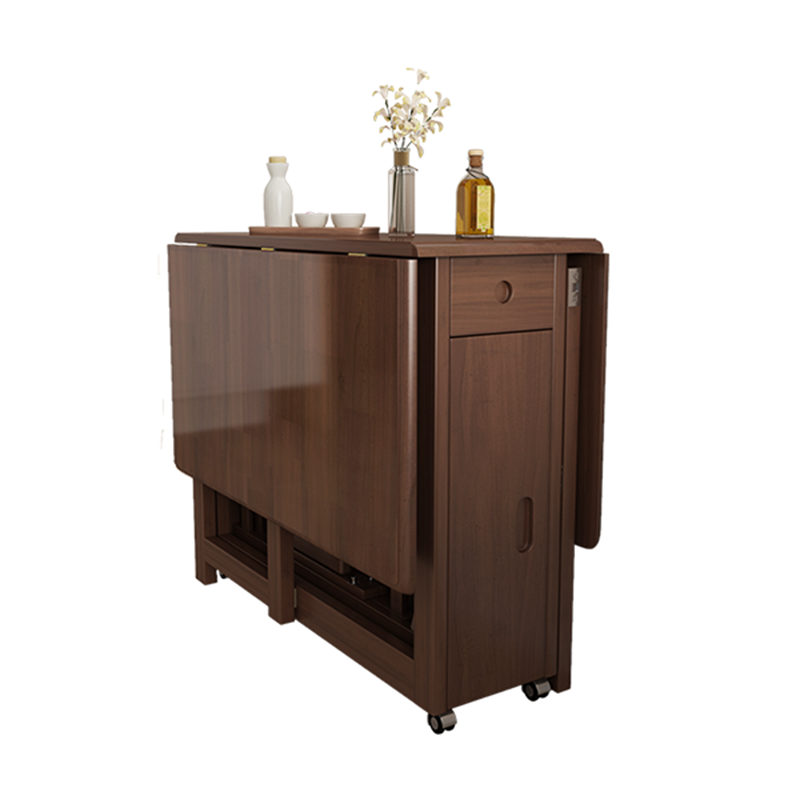 Mesa de comedor marrón moderna de mediados de siglo Mesa de comedor de hoja de madera maciza para uso en el hogar