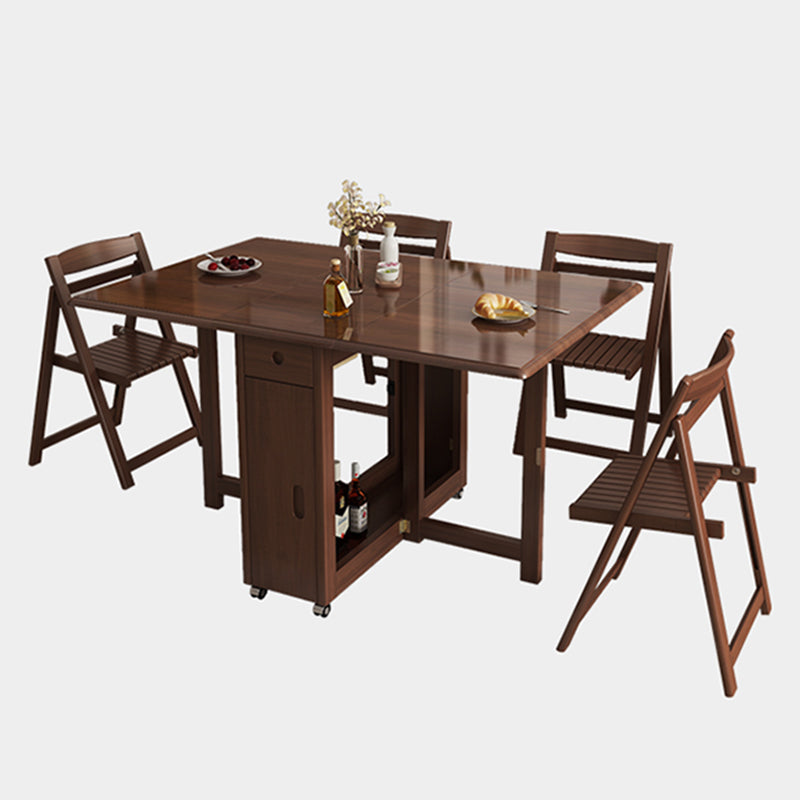 Mesa de comedor marrón moderna de mediados de siglo Mesa de comedor de hoja de madera maciza para uso en el hogar