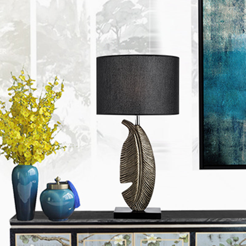 1 Glühbirnenschlafzimmer Task Lampe Nordic Black Lesebuch Licht mit zylindrischem Stoffton