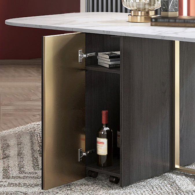 Moderne stijl rechthoek eettafel drop-blad 62 "tafel met metalen basis voor huisgebruik