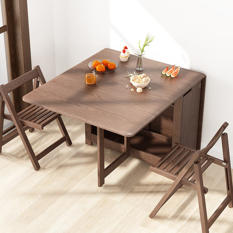 Mid-Century Modern Dining Table Rectangle Solid Wood Drop-Leaf Dining Table