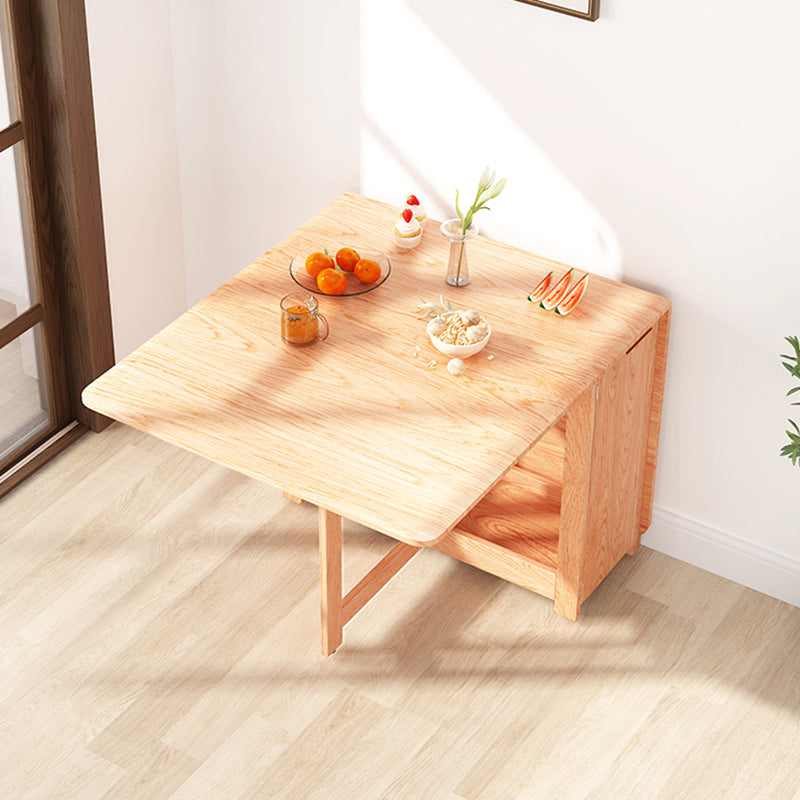 Mid-Century Modern Dining Table Rectangle Solid Wood Drop-Leaf Dining Table