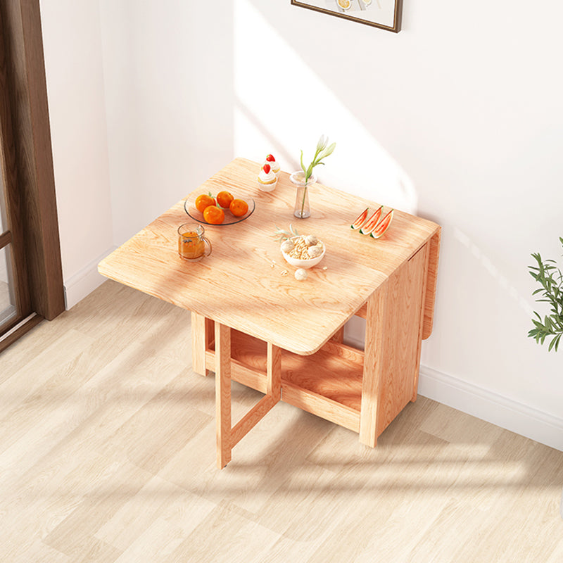 Mid-Century Modern Dining Table Rectangle Solid Wood Drop-Leaf Dining Table