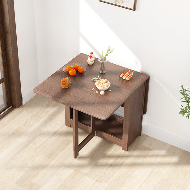 Mid-Century Modern Dining Table Rectangle Solid Wood Drop-Leaf Dining Table