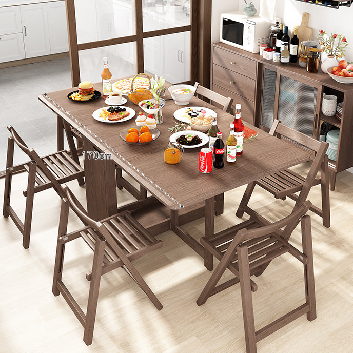 Mid-Century Modern Dining Table Rectangle Solid Wood Drop-Leaf Dining Table