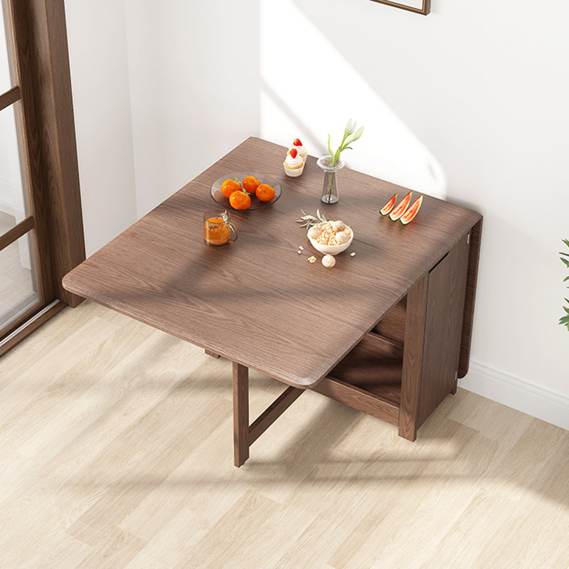 Mid-Century Modern Dining Table Rectangle Solid Wood Drop-Leaf Dining Table