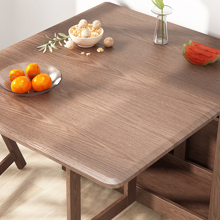 Mid-Century Modern Dining Table Rectangle Solid Wood Drop-Leaf Dining Table