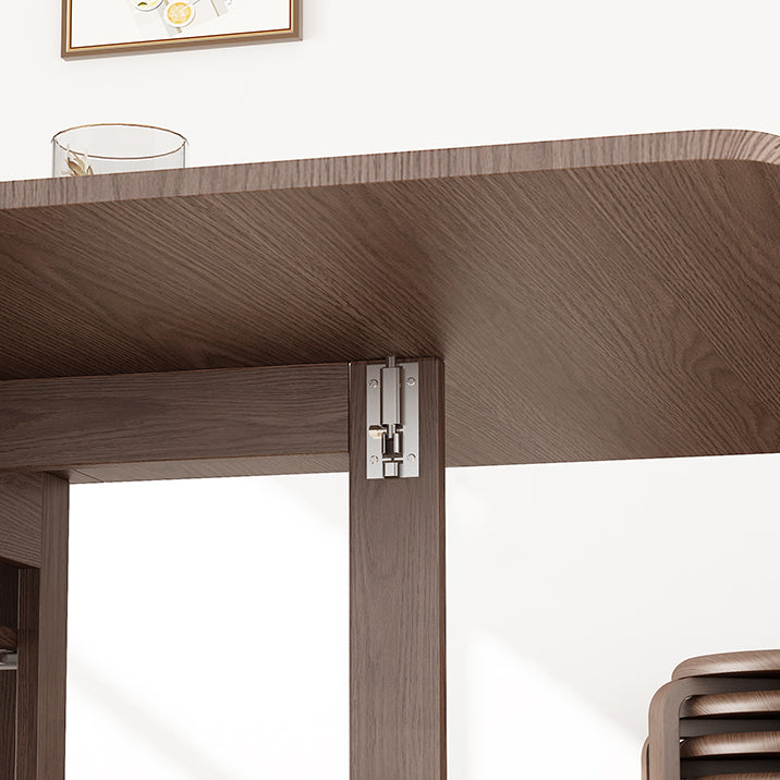 Mid-Century Modern Dining Table Rectangle Solid Wood Drop-Leaf Dining Table
