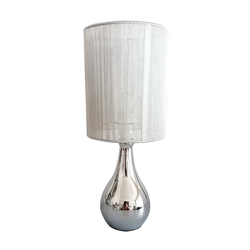 Lampada da comodino con paralume dritto, tessuto moderno, 1 lampadina, luce da lettura per libri in bianco