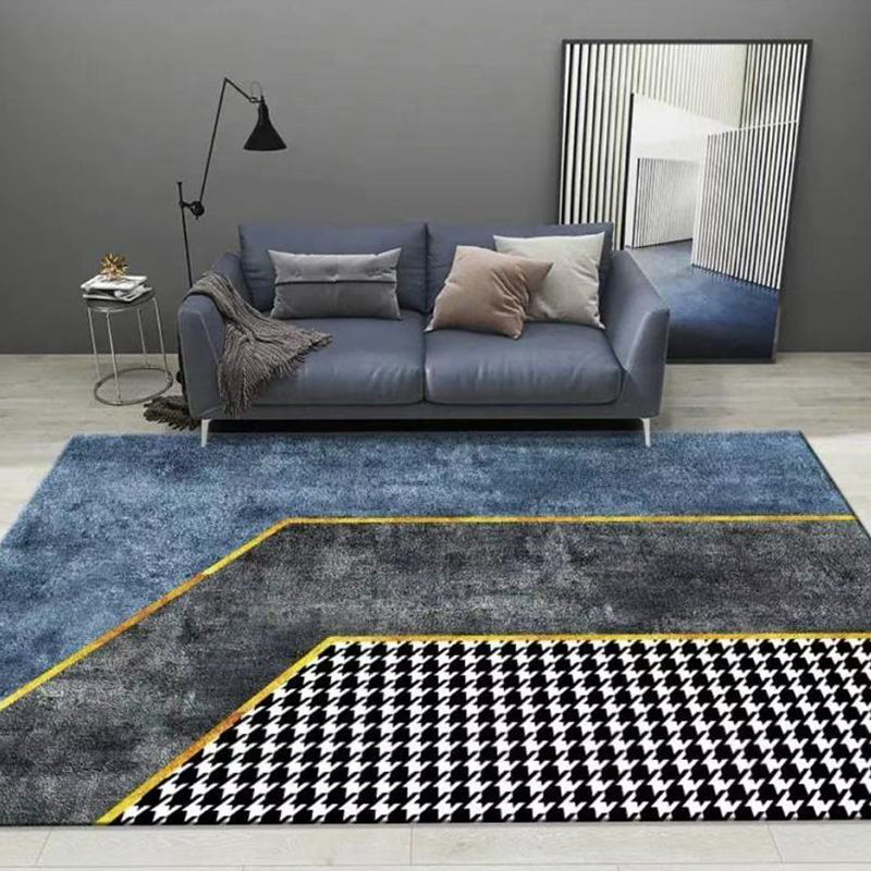 Luxe Houndstooth Print Rug Polyester Area Tapijt niet-slip achteruitgang binnen tapijt voor woonkamer