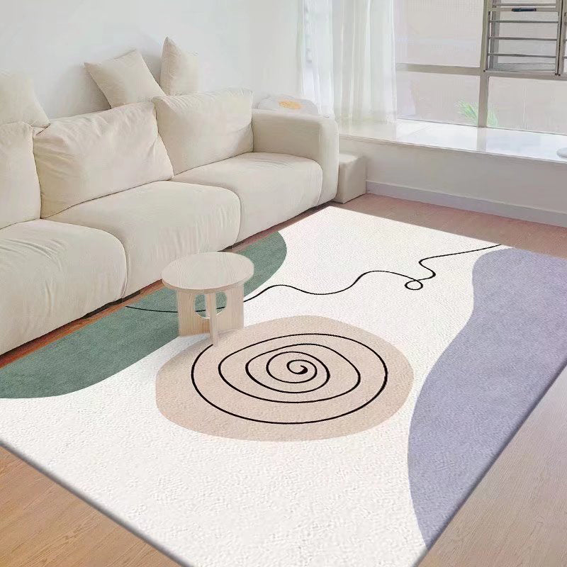 Pink Noordse vloerkleed Polyester Kleurblok Teken Resistent Tapijt voor salon