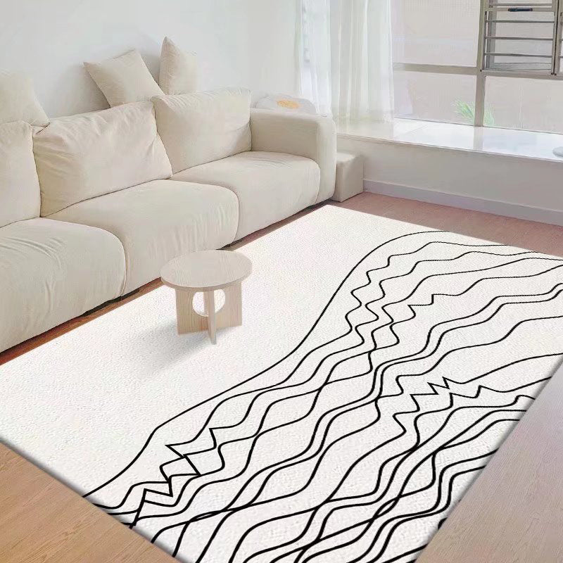 Pink Noordse vloerkleed Polyester Kleurblok Teken Resistent Tapijt voor salon