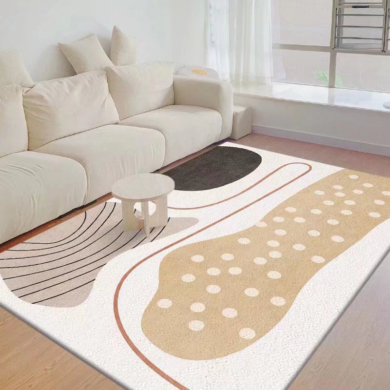 Pink Noordse vloerkleed Polyester Kleurblok Teken Resistent Tapijt voor salon