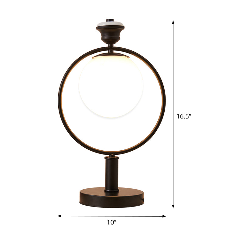 1 tête de chevet de tête lumière moderne lampe de table de nuit noire moderne avec teinte en verre laiteux mondial