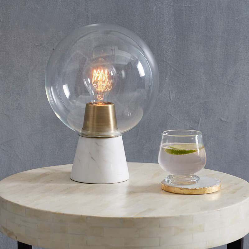 Zeitgenössische Sphere -Aufgabenbeleuchtung klares Glas 1 Glühbirne Lesebuch Licht in Weiß