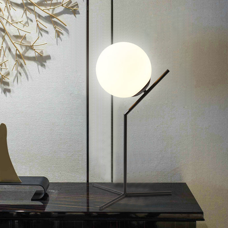 Lampada da comodino globale contemporaneo vetro latte 1 lettura della testa di lettura luce in nero/oro