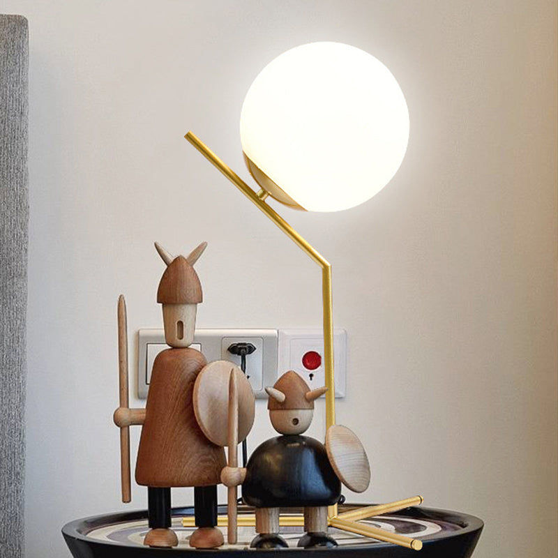 Lampada da comodino globale contemporaneo vetro latte 1 lettura della testa di lettura luce in nero/oro