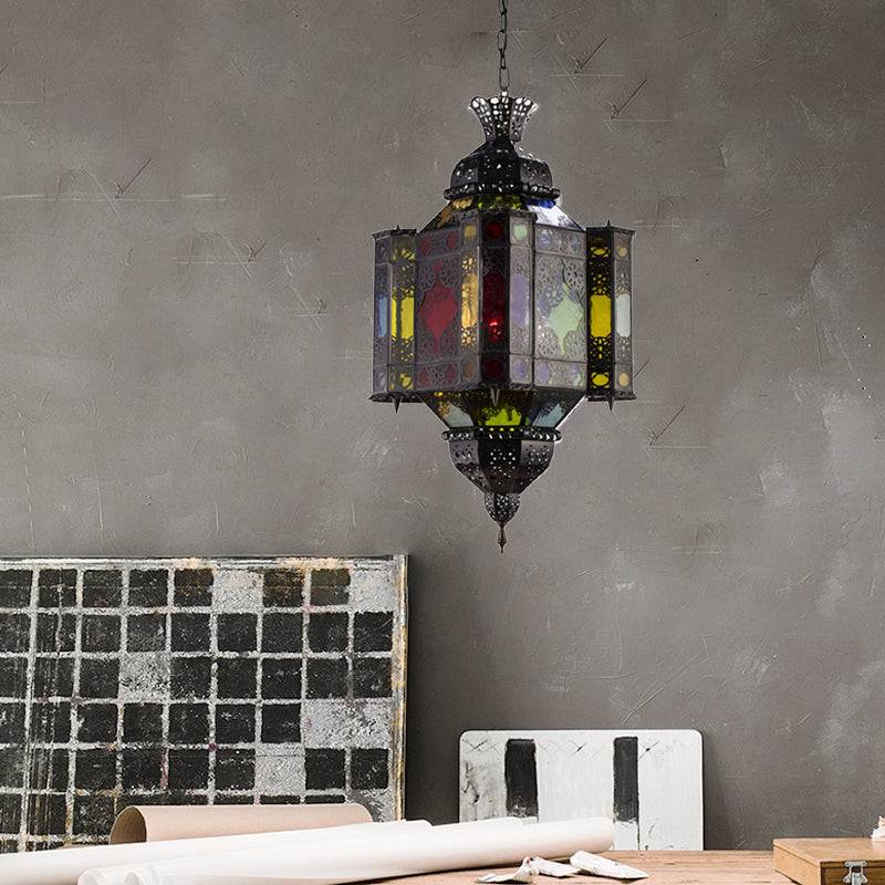 Black 8-Light Pendant Lighting Arab Style Metal Castle Chandelier Ceiling Lamp for Living Room