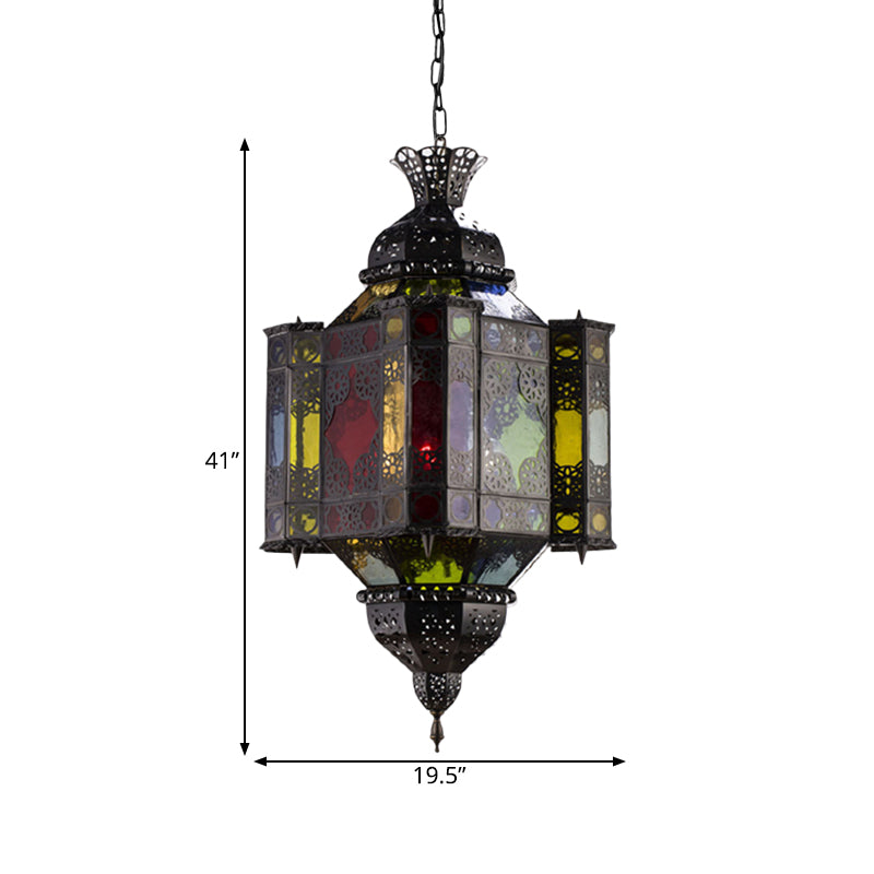 Black 8-Light Pendant Lighting Arab Style Metal Castle Chandelier Ceiling Lamp for Living Room