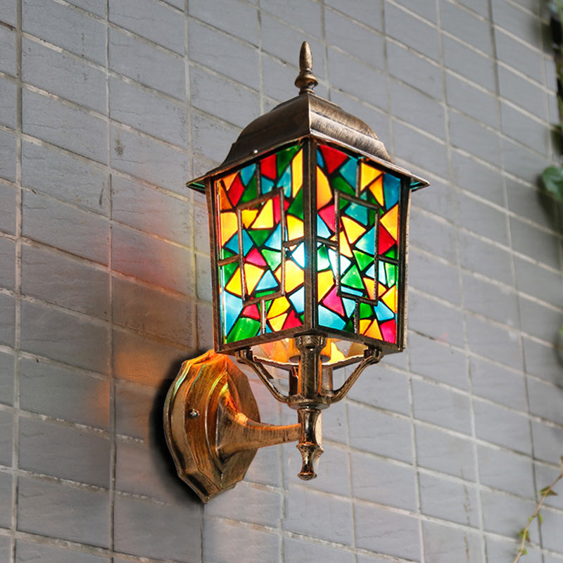 Brass 1 Light Wall Mount Lamp Countryside Metal Birdcage Wall Sconce Lighting for Outdoor