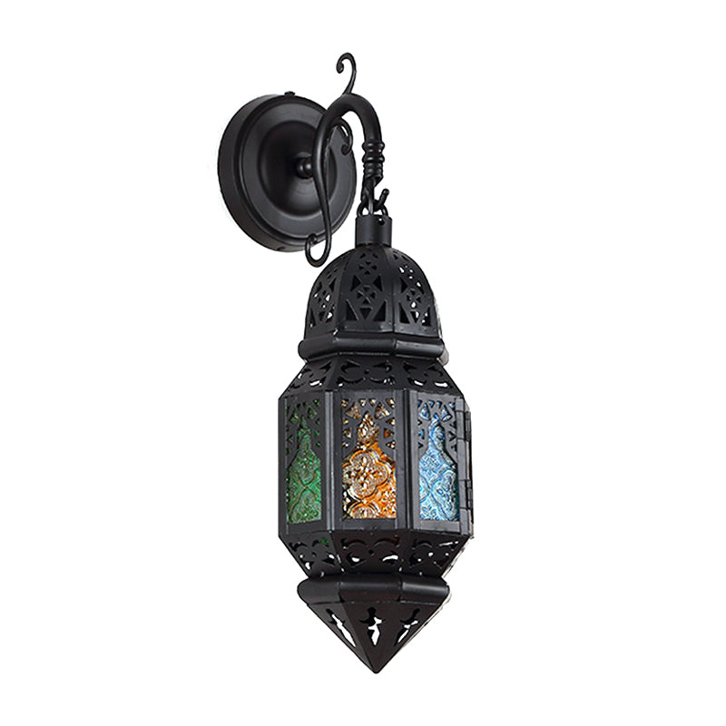 Lantern Metallic Lampenlampenvorrichtung Vintage 1-Licht-Café-Wändebeleuchtung in Schwarz