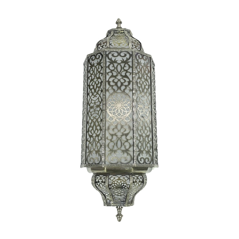 White Glass Half Cylinder Sconce Antiqued 4-Head Restaurant Wall Flush Mount Light