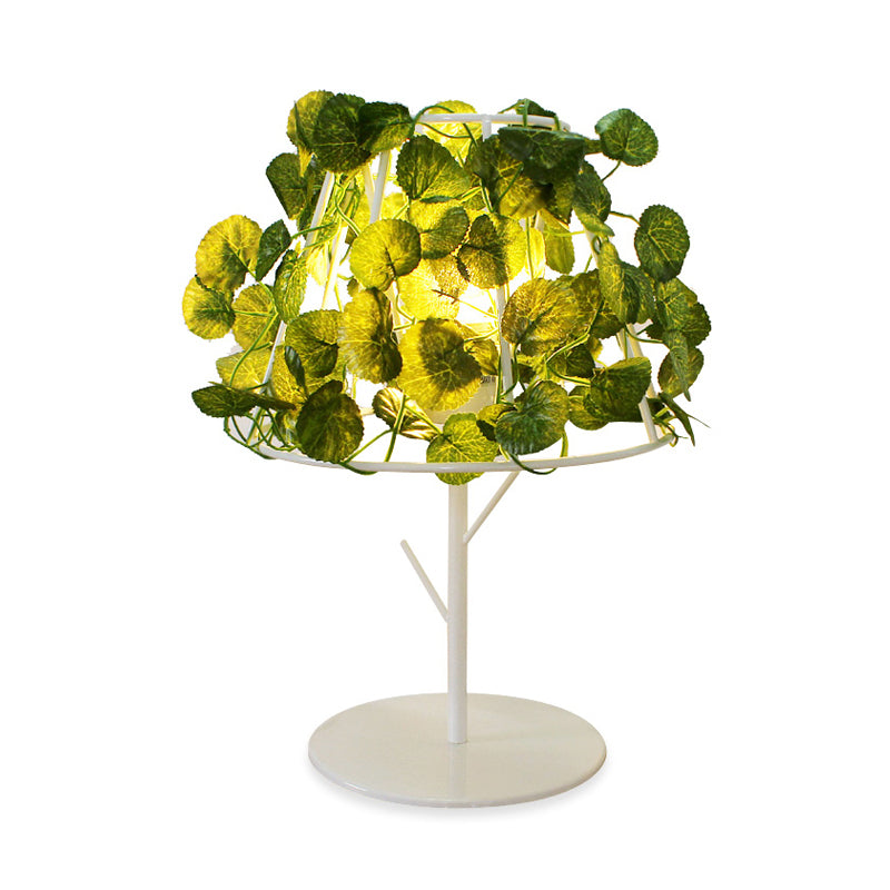 Wit 1 kop nachtkastje verlichting industrieel metaal conische nachttafel licht met plantendecoratie