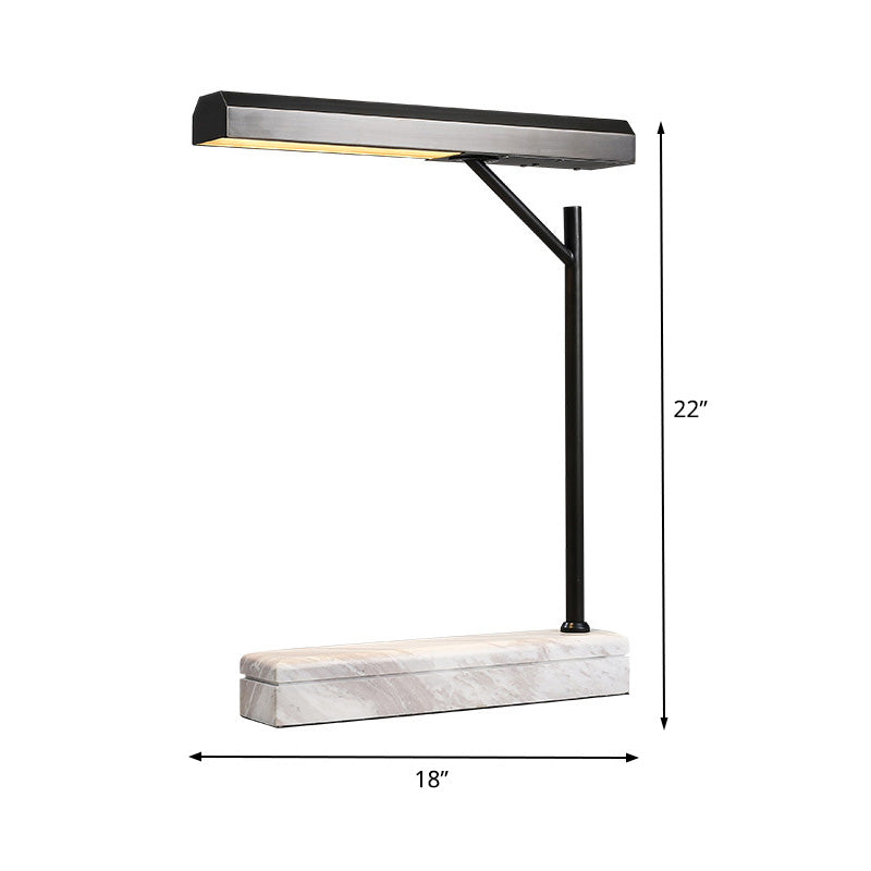 Metal Ombed Desk Light Moderniste LED Night Table Lampe en noir avec base en marbre