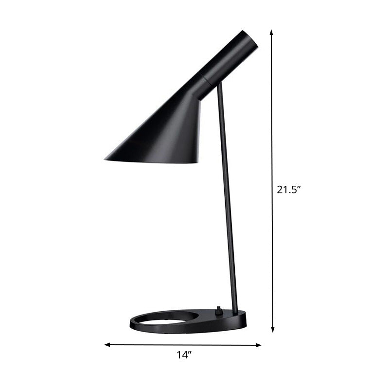 1 Bulb Bedside Task Lighting Modern Black Night Table Lamp with Flared Metal Shade