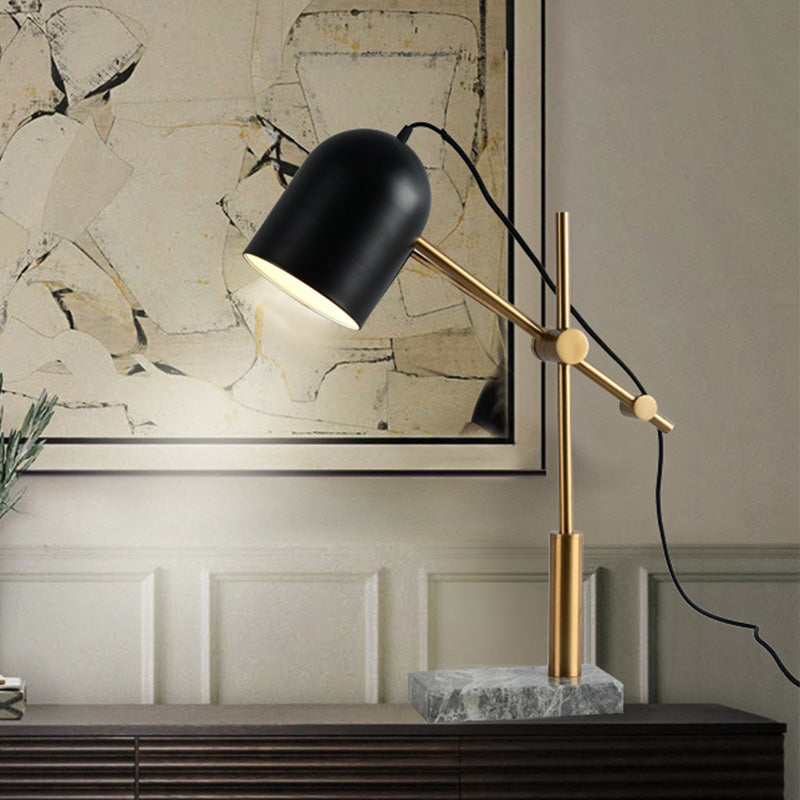Modern Cylinder Table Light Metal 1 Bulb Small Desk Lamp in Black with Rotating Node
