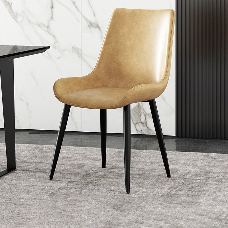 Chaise latérale de salle à manger industrielle en métal, chaise simple sans bras à dossier solide