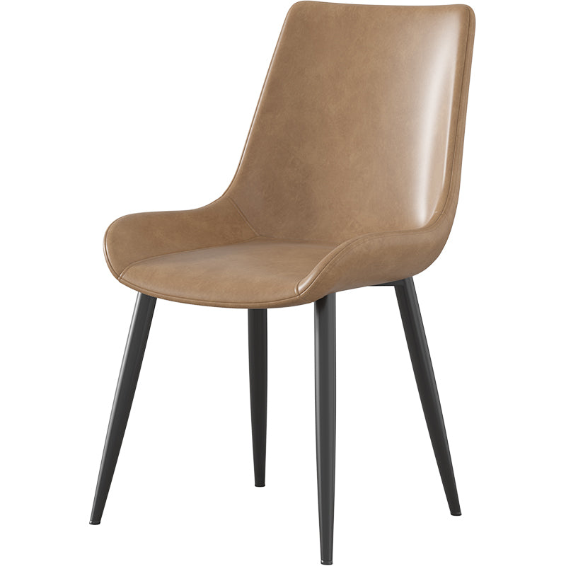 Silla lateral de comedor industrial de metal con respaldo sólido que cena una sola silla sin brazos