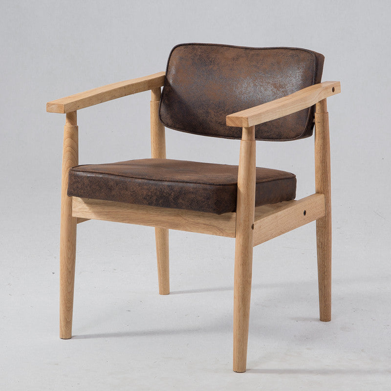 Silla de comedor individual tapizada de madera con respaldo abierto, sillón casero de estilo campestre