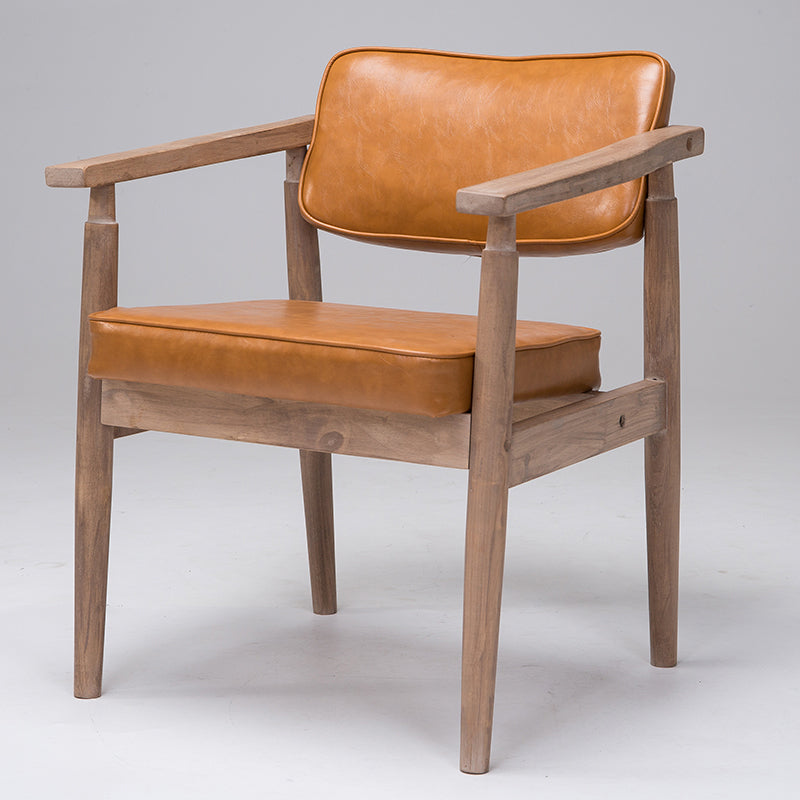 Silla de comedor individual tapizada de madera con respaldo abierto, sillón casero de estilo campestre