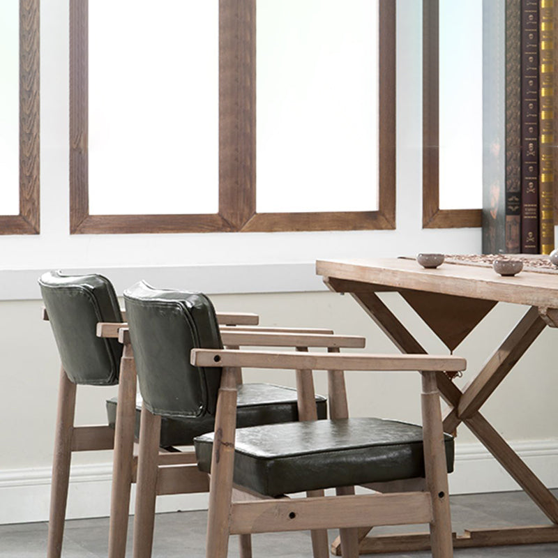 Silla de comedor individual tapizada de madera con respaldo abierto, sillón casero de estilo campestre