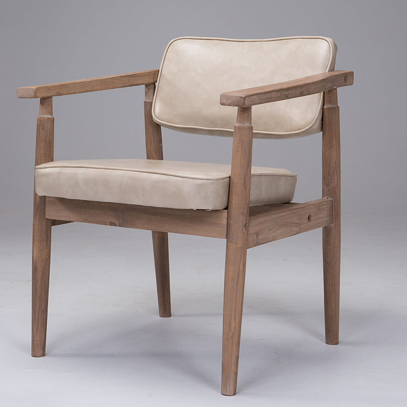 Silla de comedor individual tapizada de madera con respaldo abierto, sillón casero de estilo campestre
