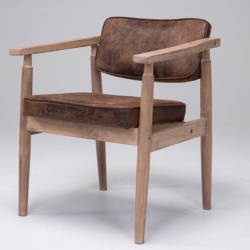 Silla de comedor individual tapizada de madera con respaldo abierto, sillón casero de estilo campestre