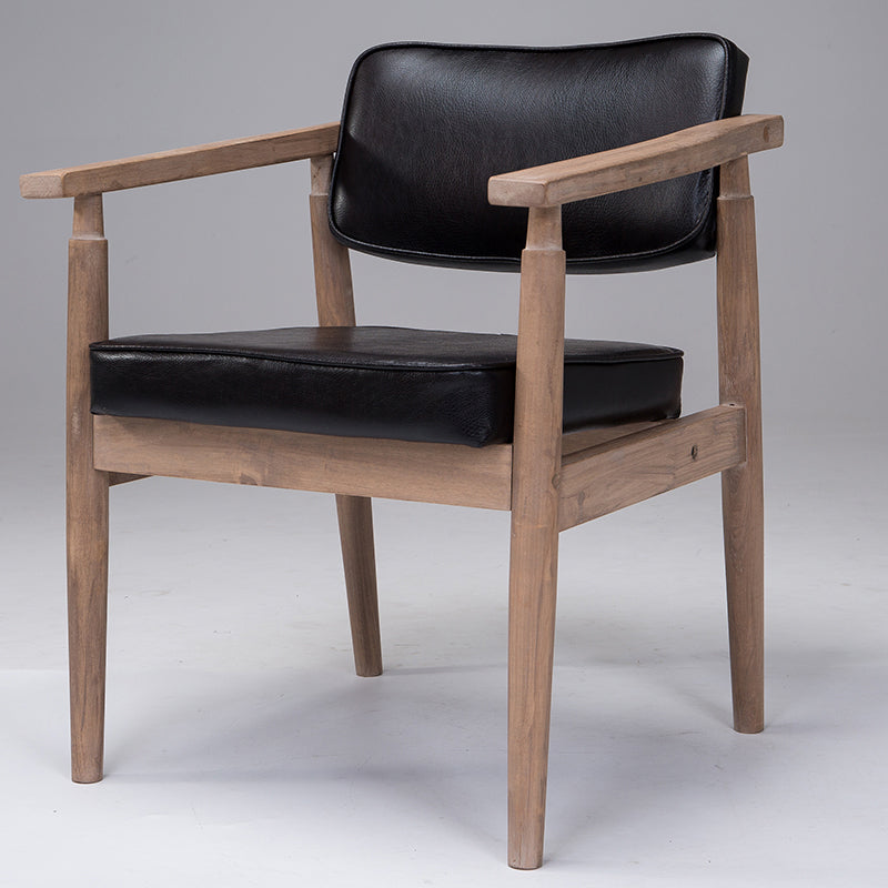 Silla de comedor individual tapizada de madera con respaldo abierto, sillón casero de estilo campestre
