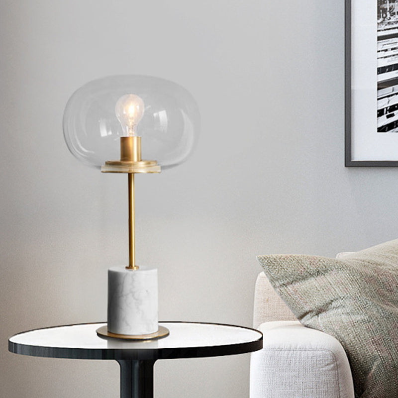 Lampe de table ombrée contemporaine verre transparent 1 bulbe salon lecture livre Light