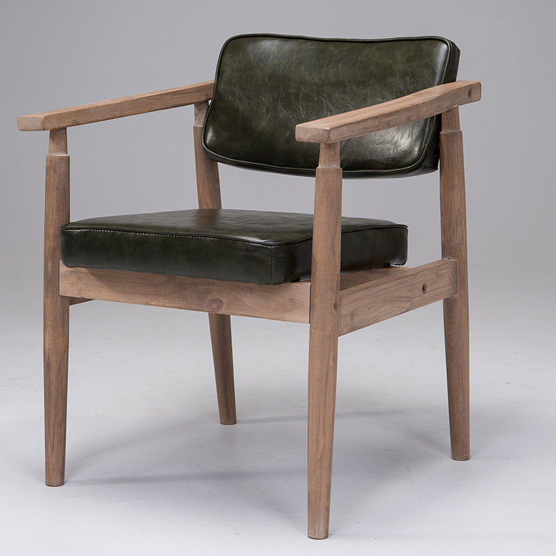 Silla de comedor individual tapizada de madera con respaldo abierto, sillón casero de estilo campestre