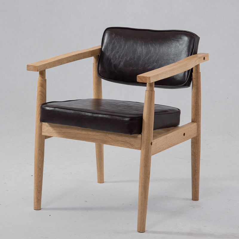 Silla de comedor individual tapizada de madera con respaldo abierto, sillón casero de estilo campestre