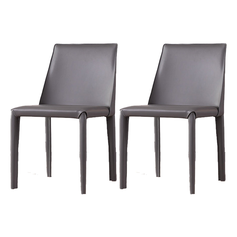 Chaise d'appoint de restaurant contemporaine en cuir de selle Chaise de salle à manger au fini mat Parsons (Ensemble de 2)
