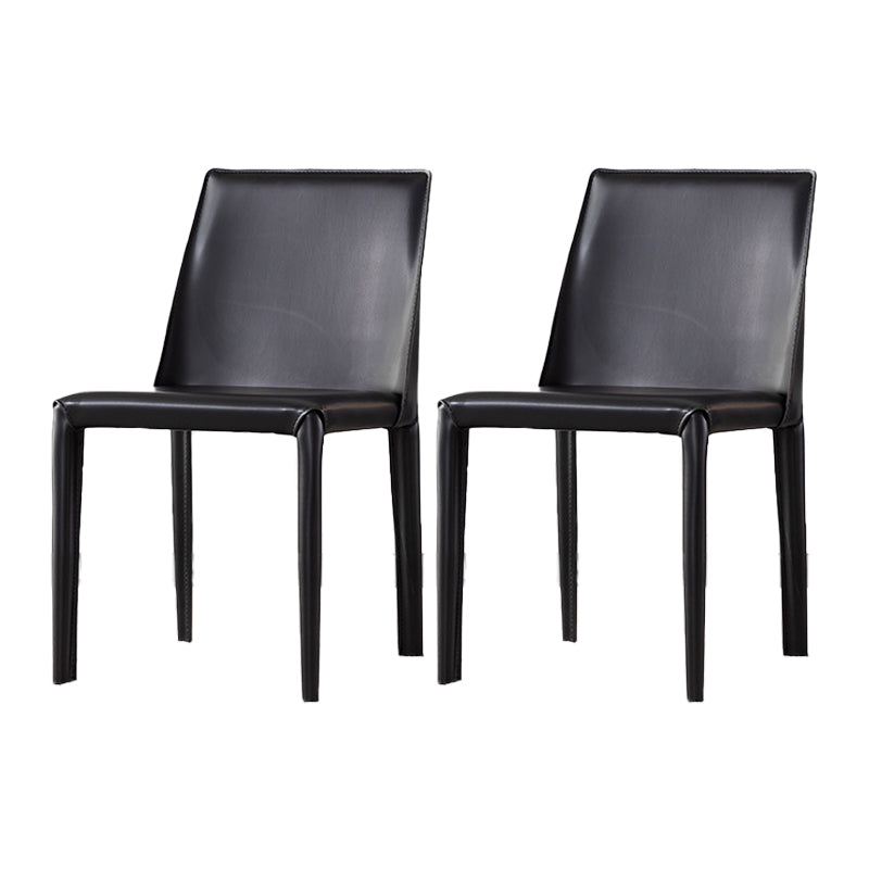Chaise d'appoint de restaurant contemporaine en cuir de selle Chaise de salle à manger au fini mat Parsons (Ensemble de 2)